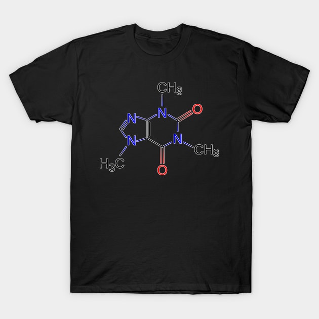 Caffeine Molecule for Coffee and Science Lovers T-Shirt by Webdango